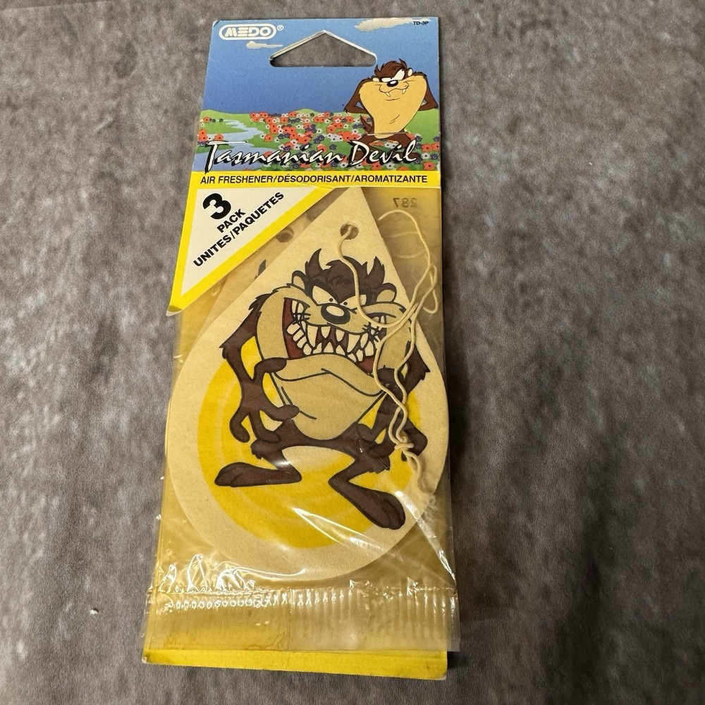 3 Pack Vintage 1996 Medo Tasmanian Devil Hanging Car Air Fresheners